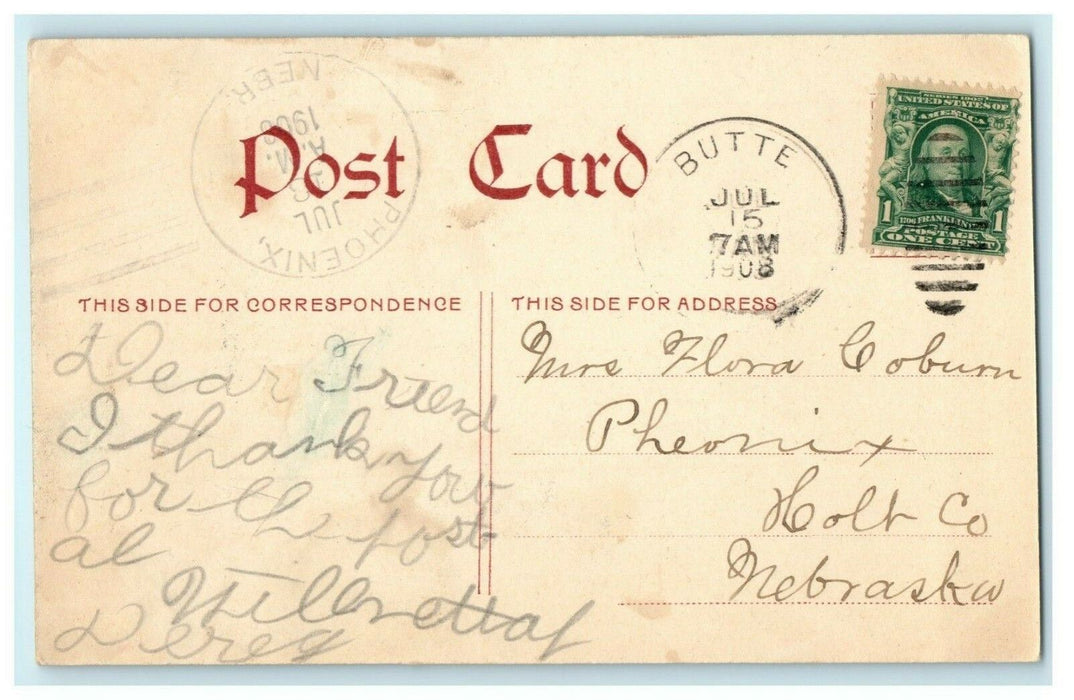 Niobrara River Bridge South Butte Nebraska 1908 Phoenix Vintage Antique Postcard