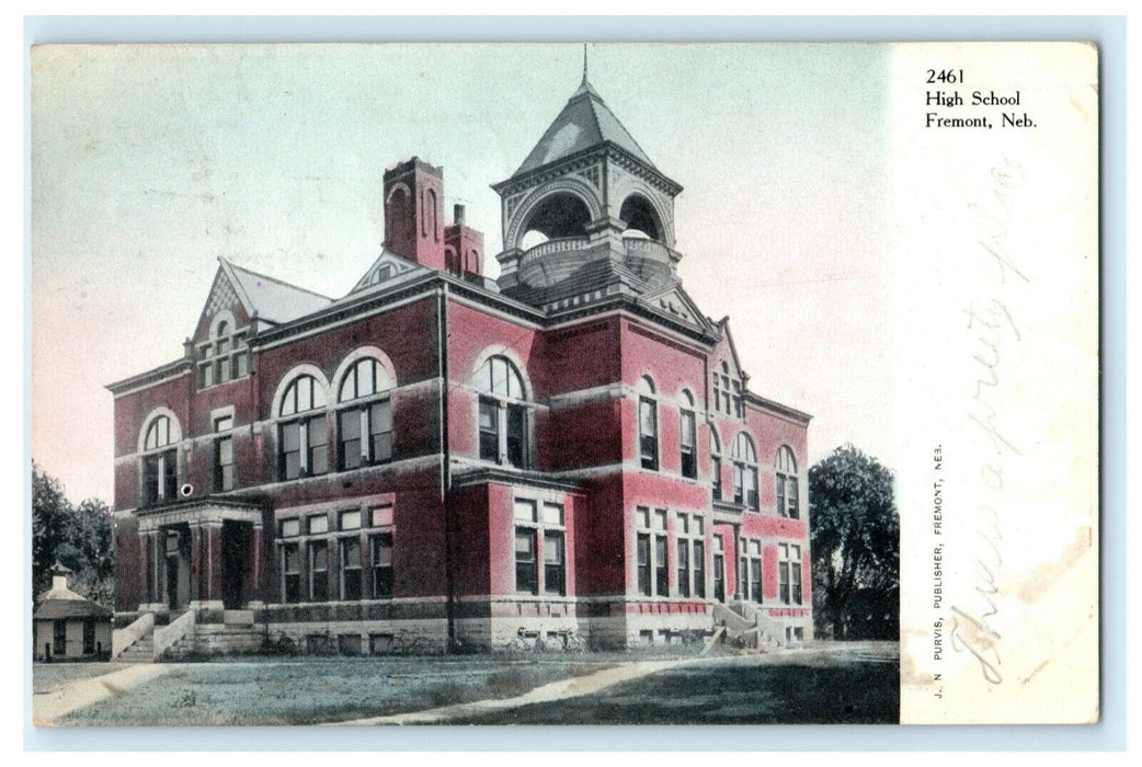 High School Fremont Nebraska 1907 Brainard Madison Vintage Antique Postcard