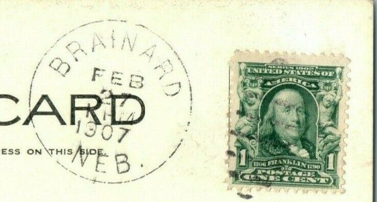 High School Fremont Nebraska 1907 Brainard Madison Vintage Antique Postcard
