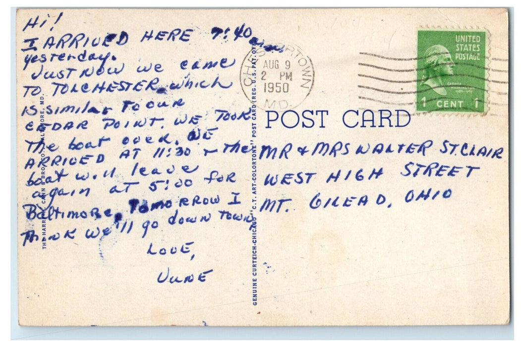1950 Chesapeak Bay Pavilion and Hotel, Tolchester Beach, Maryland MD Postcard