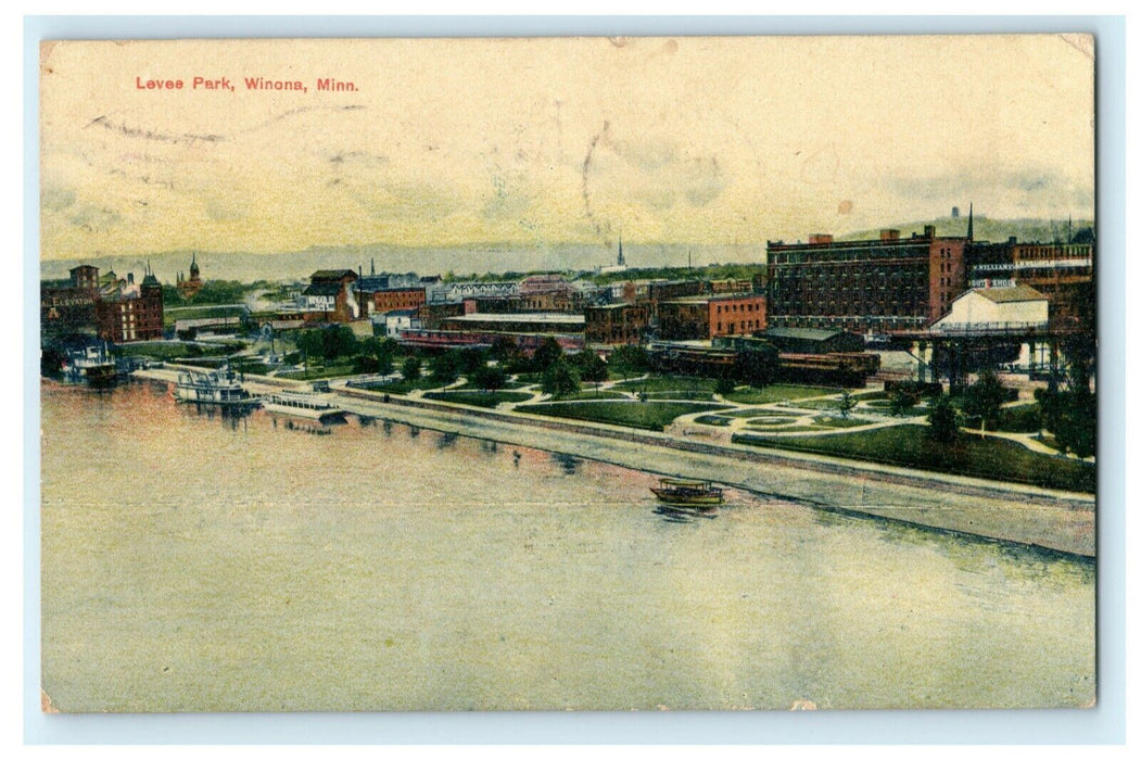 Levee Park 1908 Winona Minnesota Fremont Nebraska Antique Postcard