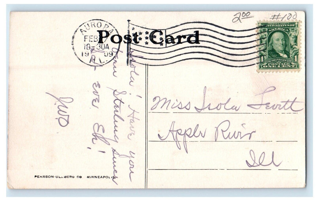 1909 New York Street Bridge Bull Durham Aurora Illinois IL Antique Postcard