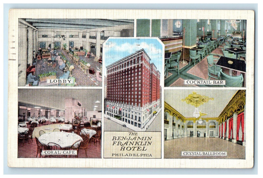 1940 Multiview The Benjamin Franklin Hotel Philadelphia Pennsylvania PA Postcard