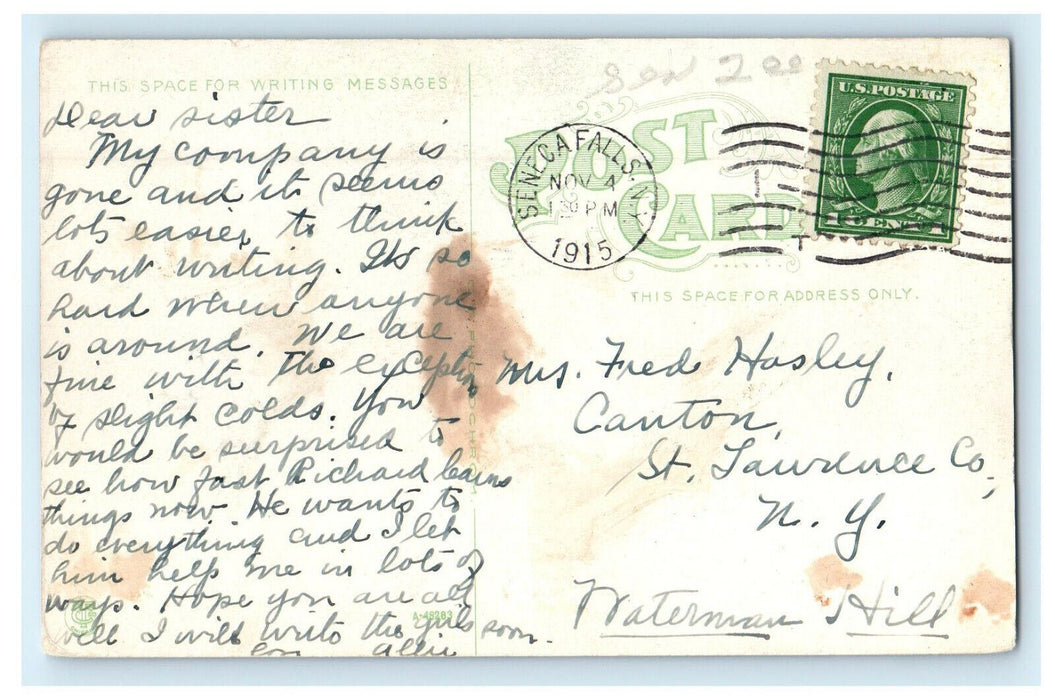 1915 Episcopal Church, Seneca Falls New York NY Antique Posted Postcard