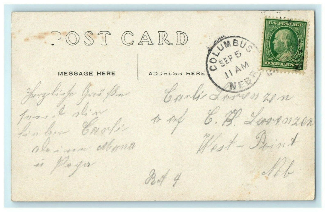 1908 - Wagon Bridge Loup River Columbus Nebraska RPPC Photo Antique Postcard