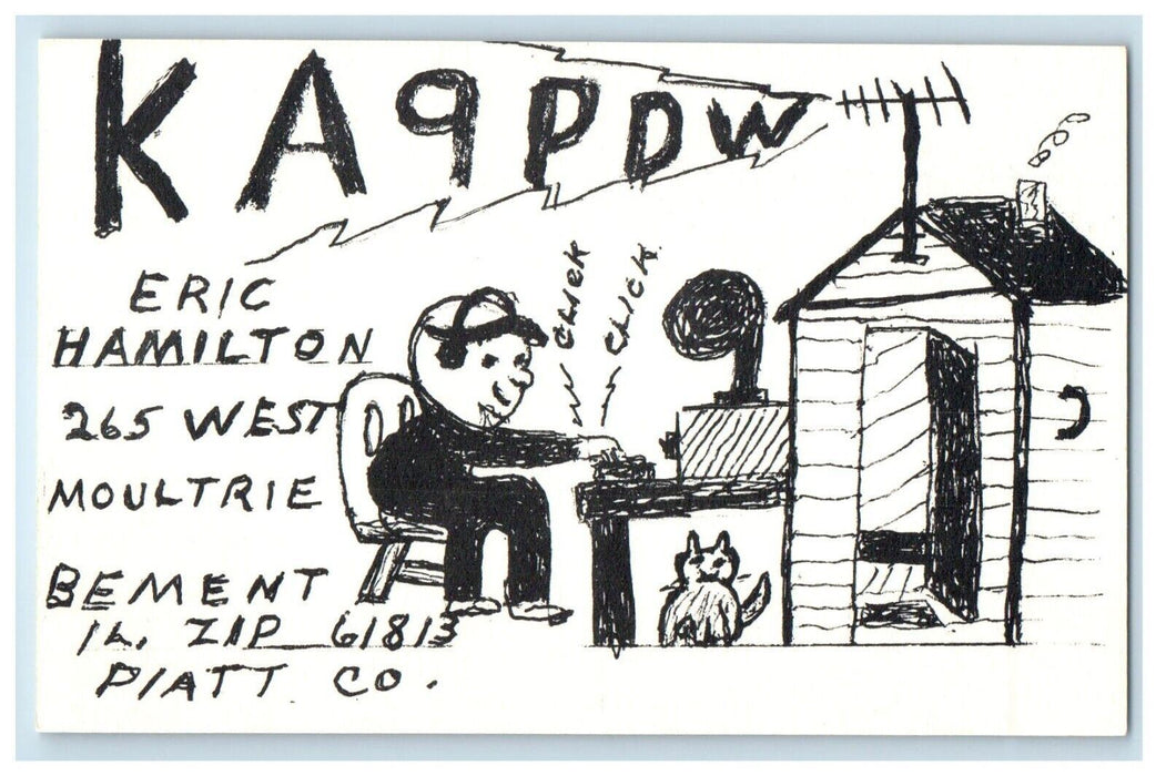 KA9PDW Eric Hamilton Radio Ham SQL Bement Illinois IL Vintage Postcard