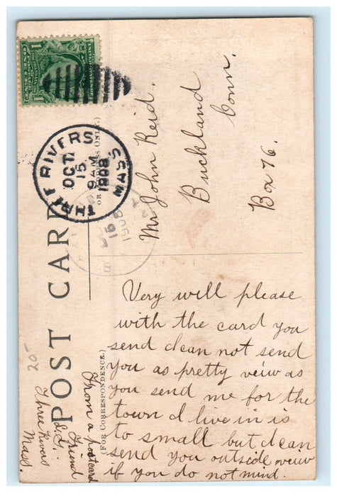 1908 Post Office And Depot Three Rivers Massachusetts MA Posted Antique Postcard