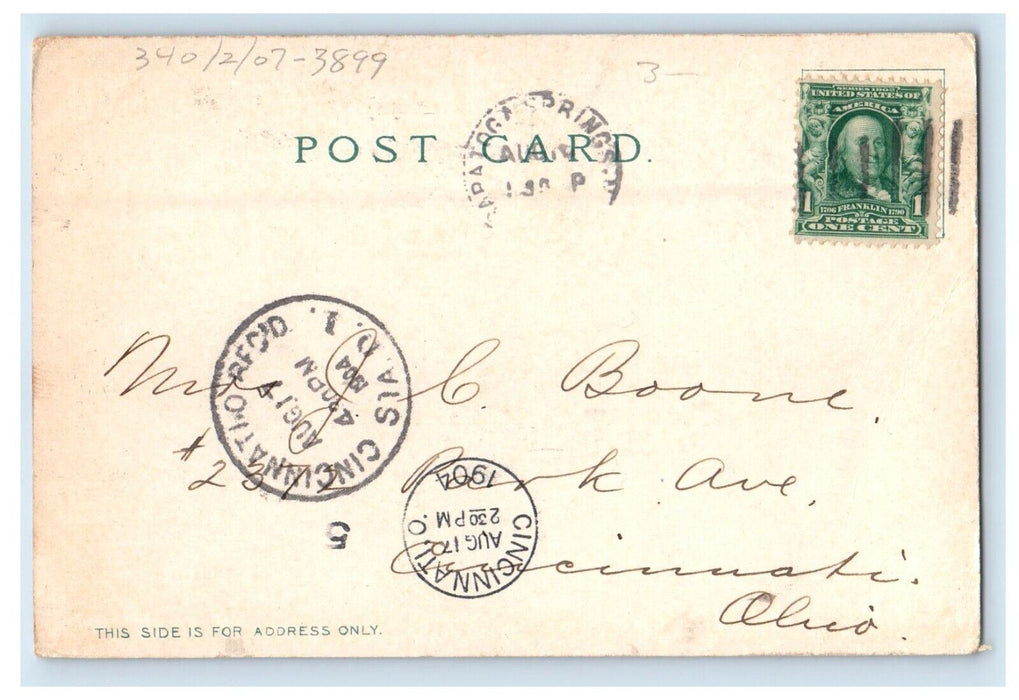 1907 Greetings From Saratoga NY Grand Union Hotel Antique Postcard