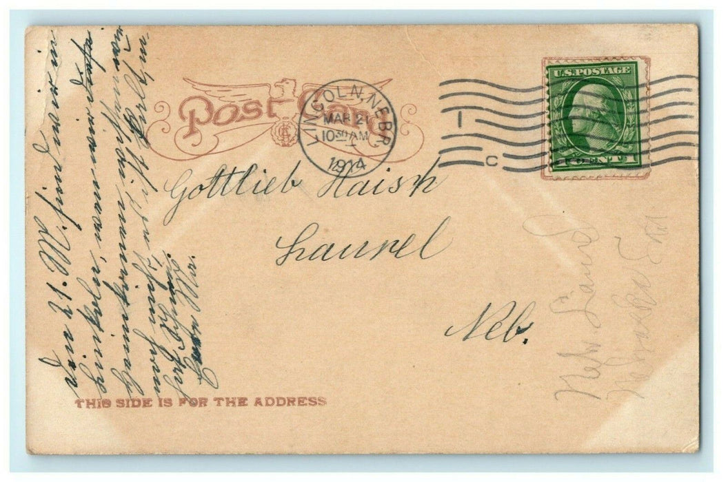 Capitol Lincoln Nebraska 1914 Laurel Postmark Vintage Antique Postcard