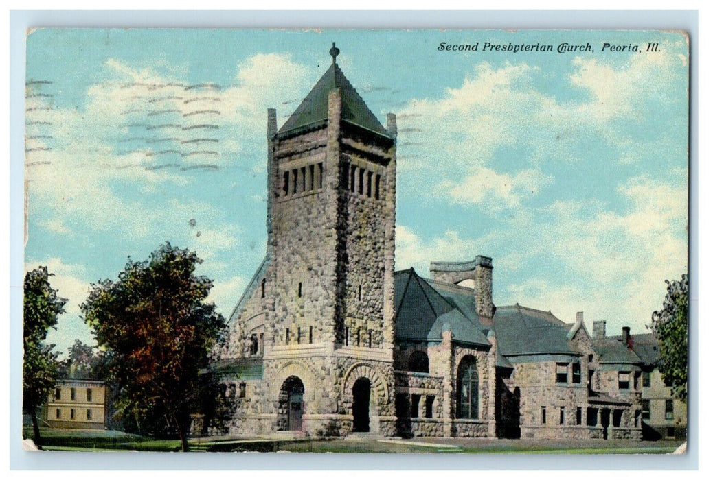 1911 Second Presbyterian Church Peoria Illinois IL Posted Antique Postcard
