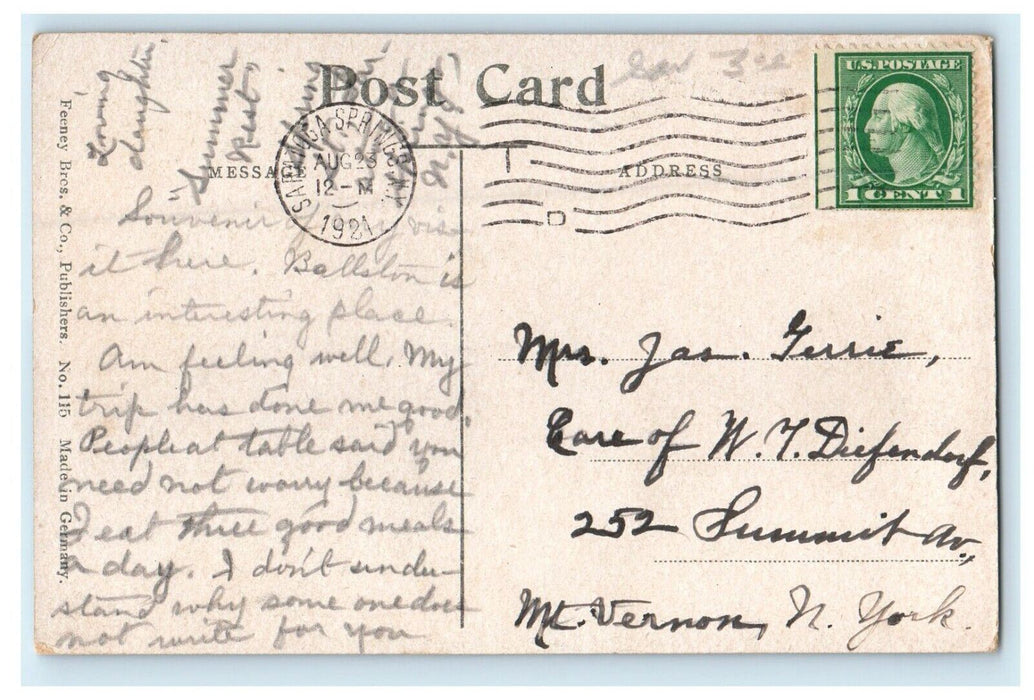1921 First Baptist Church Street View Ballston Spa New York NY Antique Postcard
