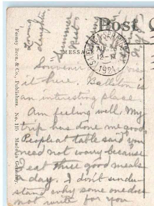 1921 First Baptist Church Street View Ballston Spa New York NY Antique Postcard