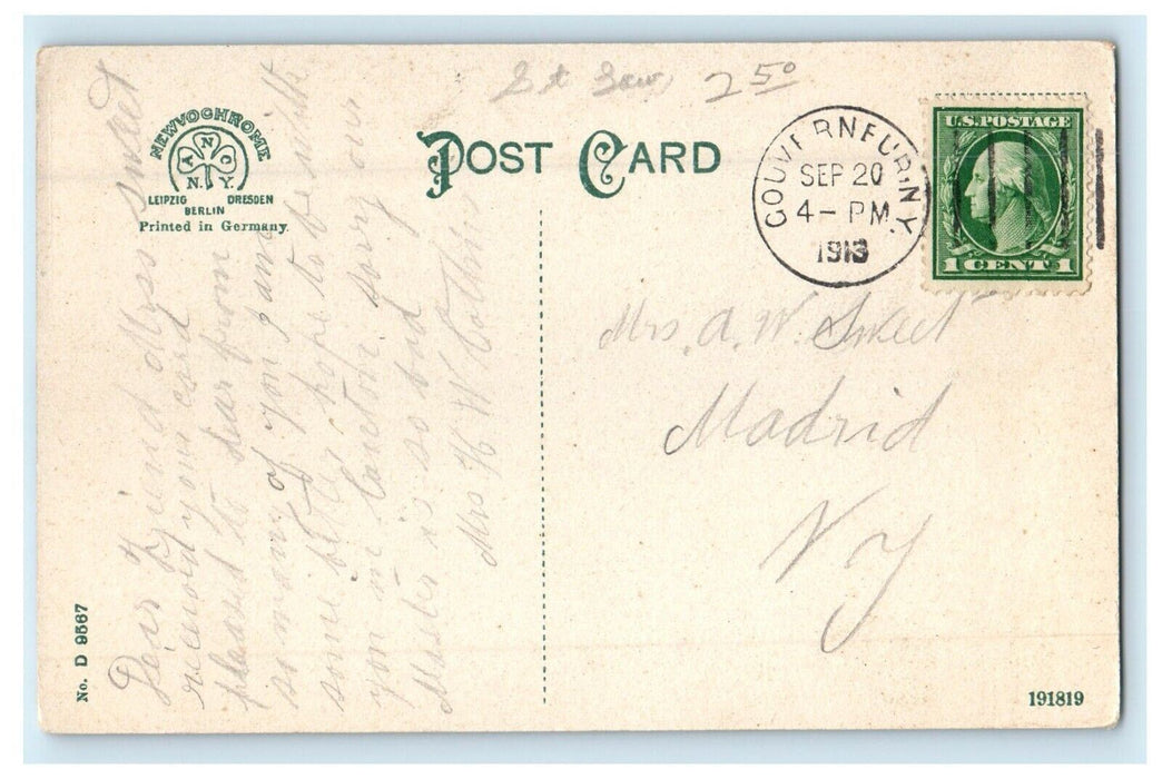 1913 High School Building Street View Gouverneur New York NY Antique Postcard