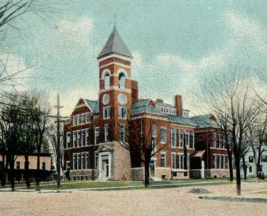 1913 High School Building Street View Gouverneur New York NY Antique Postcard