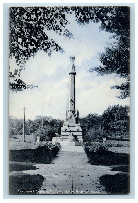 1906 Soldiers and Sailors Monument, New Bedford Massachusetts MA Posted Postcard