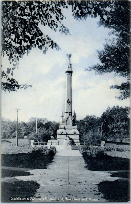 1906 Soldiers and Sailors Monument, New Bedford Massachusetts MA Posted Postcard