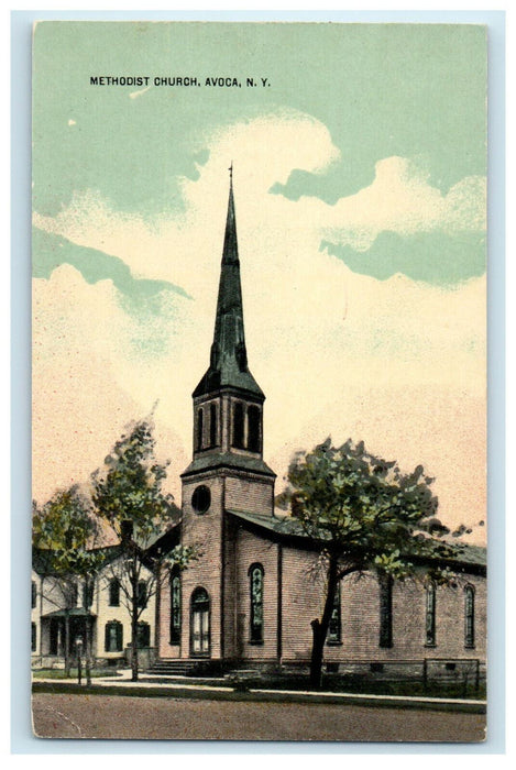 1909 Methodist Church, Avoca, New York NY Antique Unposted Postcard