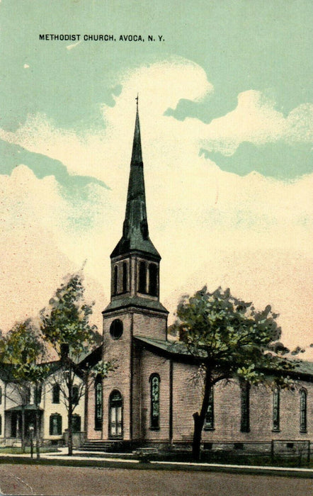 1909 Methodist Church, Avoca, New York NY Antique Unposted Postcard