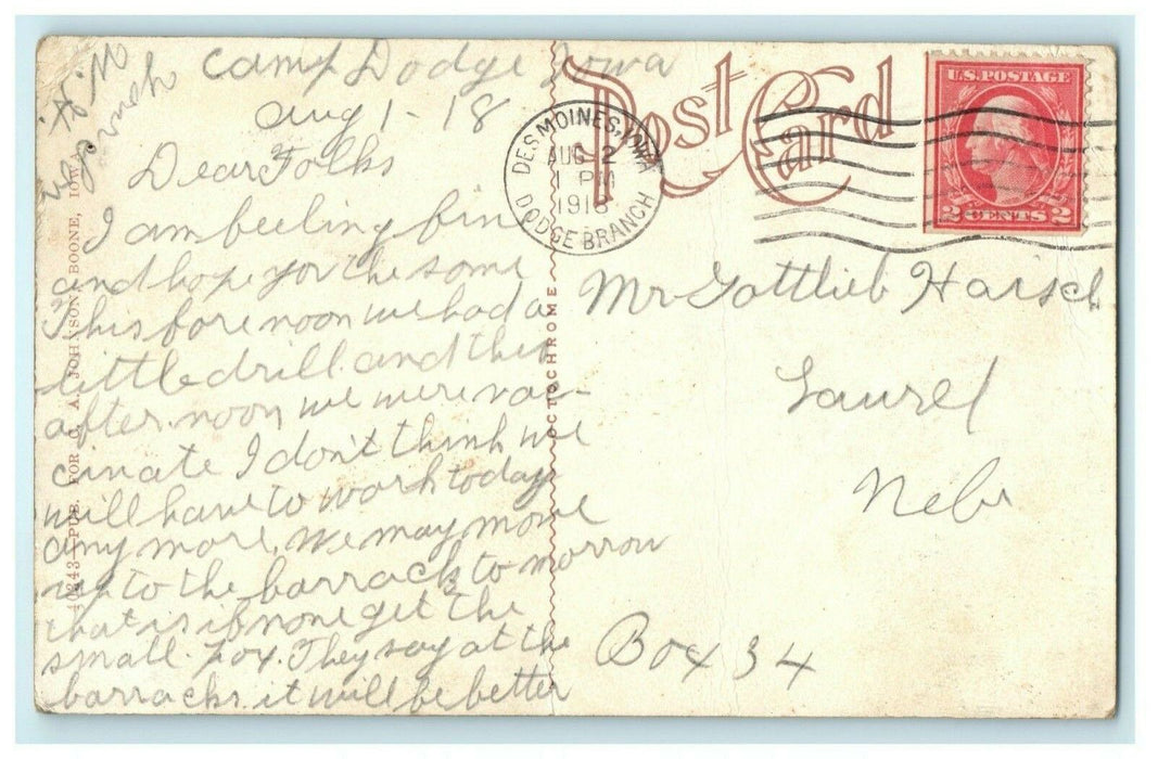 C&N Viaduct Boone Iowa 1918 Des Moines Dodge Branch Laurel NE Antique Postcard