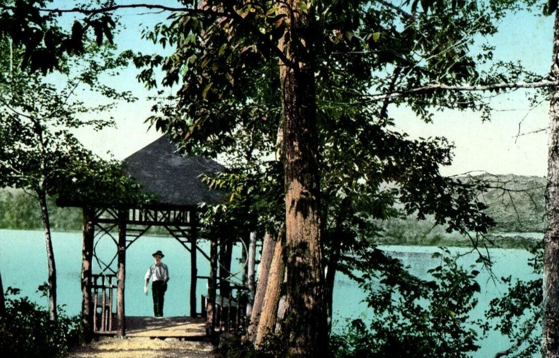 c1910 Rustic Pavilion Forest Lake Palmer Massachusetts MA Antique Postcard