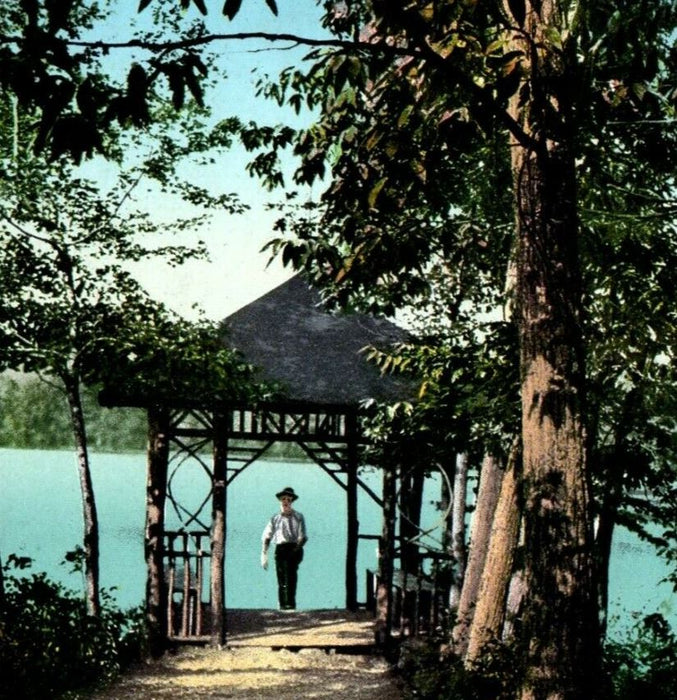 c1910 Rustic Pavilion Forest Lake Palmer Massachusetts MA Antique Postcard