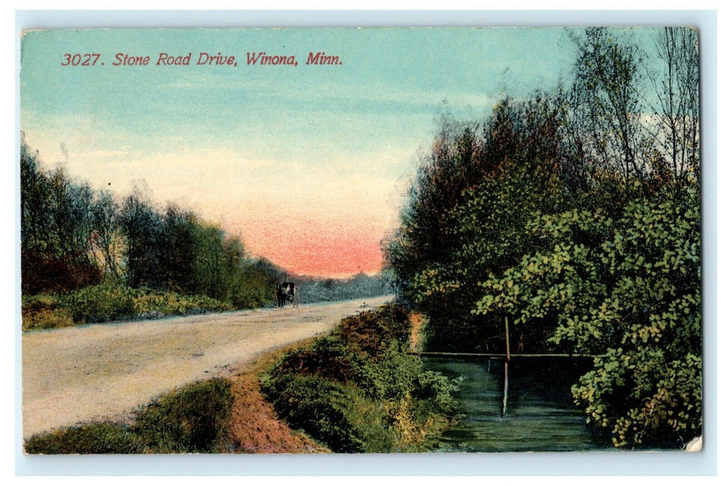 Stone Road Drive Winona Minnesota Circa 1910 Unposted Vintage Antique Postcard