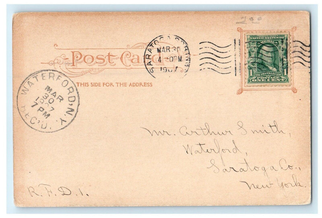 1907 Canfield's Park Fountain View Saratoga Springs New York NY Antique Postcard