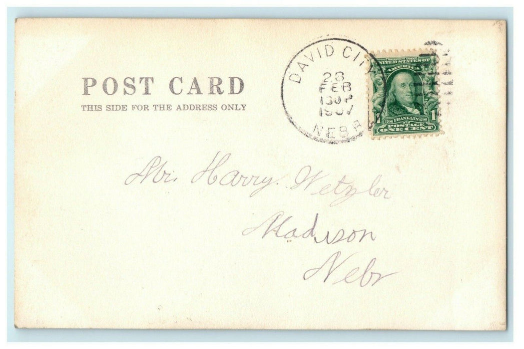 IOOF Hall David City Nebraska 1907 Madison RPPC Photo Antique Postcard