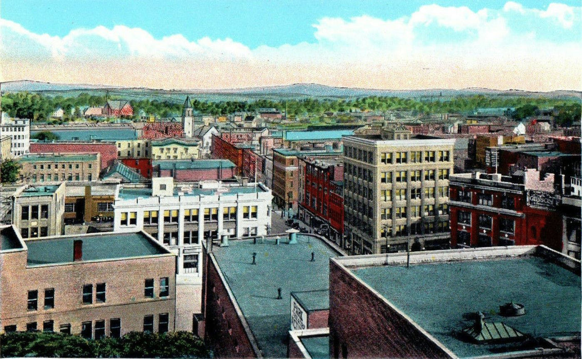 1930 View from Top of Telephone Building, Bangor, Maine ME Vintage Postcard