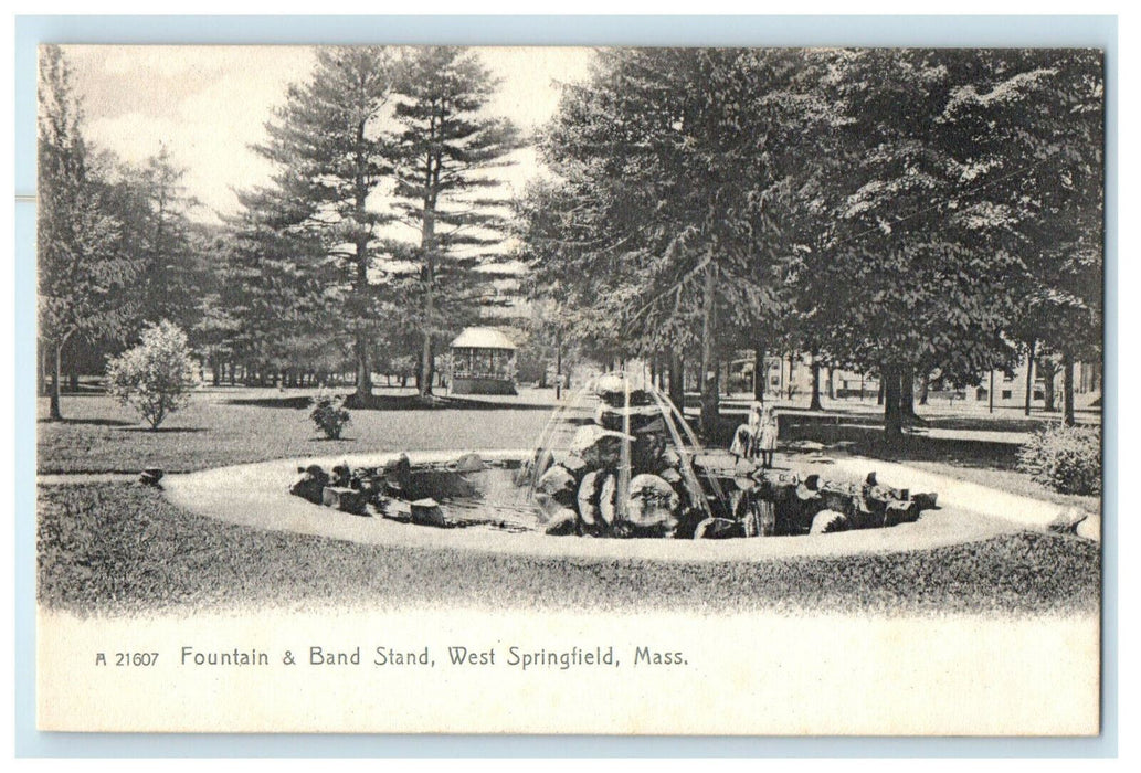 1905 Fountain and Band Stand, West Springfield, Massachusetts MA Posted Postcard