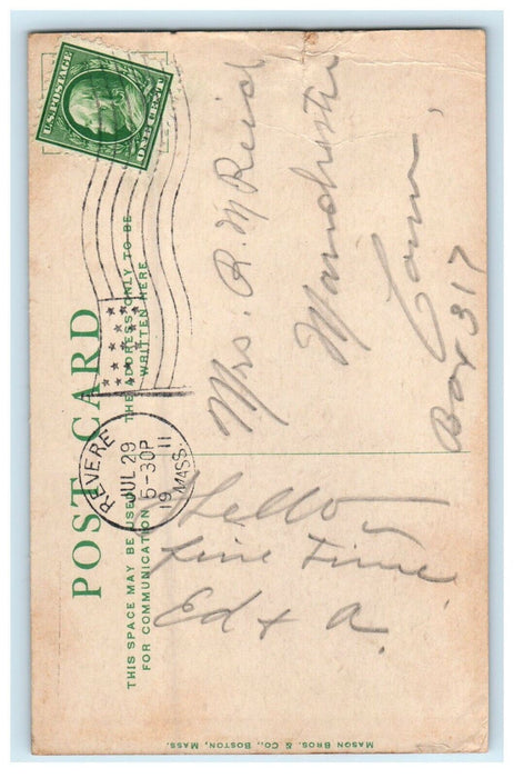 1911 Revere Beach Massachusetts MA, Surf At Revere Beach View Antique Postcard