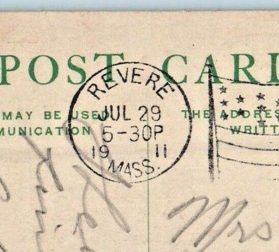 1911 Revere Beach Massachusetts MA, Surf At Revere Beach View Antique Postcard