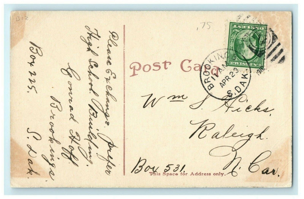 Pierre South Dakota State Capitol 1910 Brookings Vintage Antique Postcard