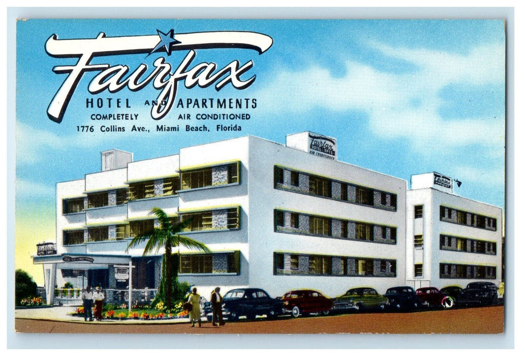 c1950s Fairfax Hotel and Apartments Collins Ave. Miami Beach Florida FL Postcard