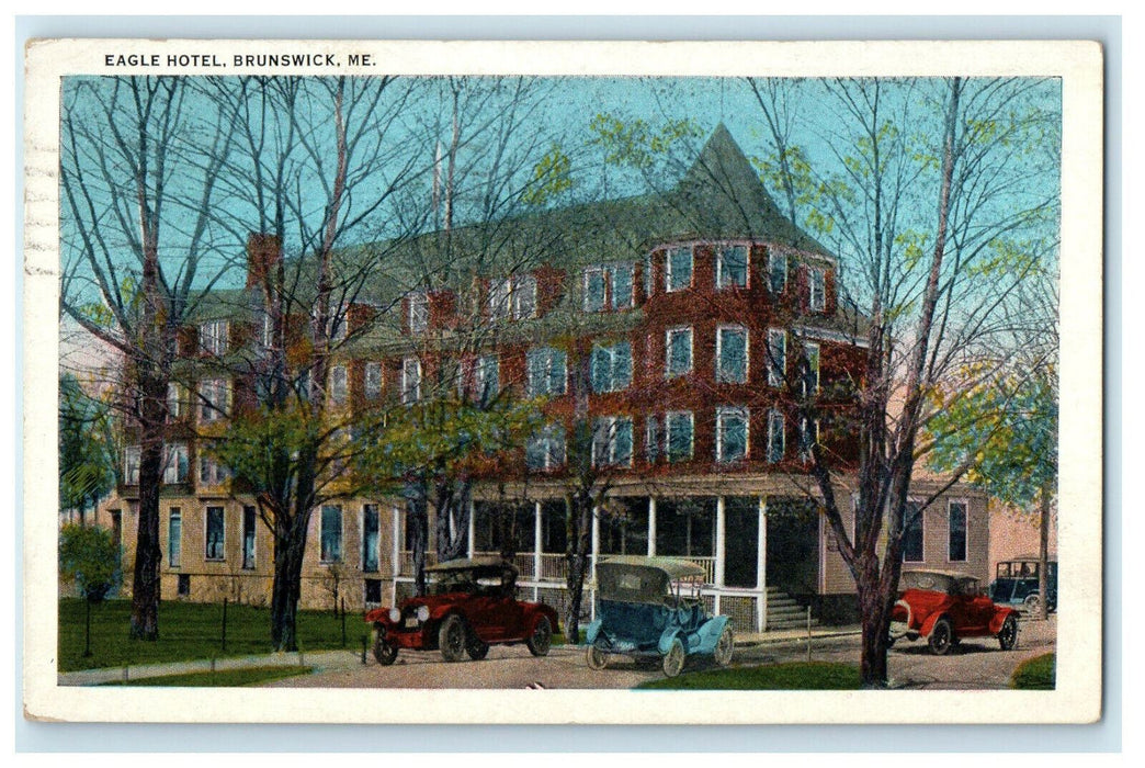 1933 Eagle Hotel, Brunswick Maine ME Antique Posted Postcard