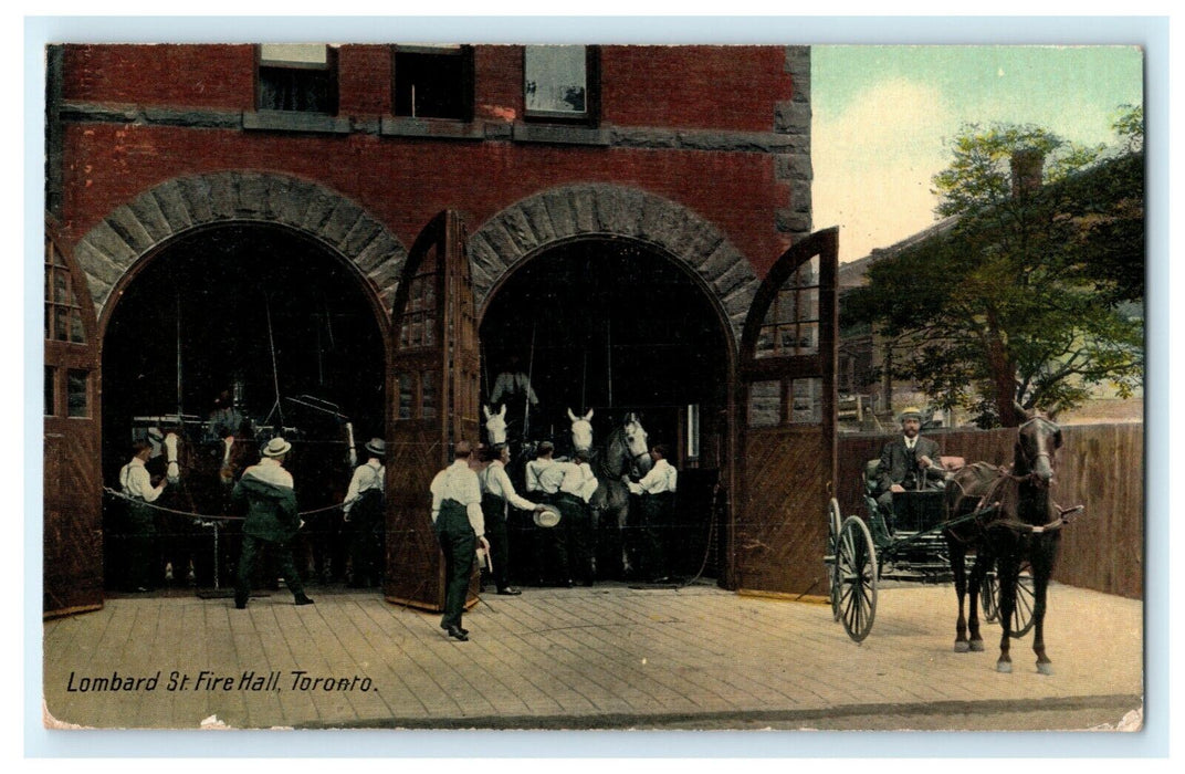 Lombard St. Fire Hall Toronto Canada 1908 Station C Fremont NE Antique Postcard