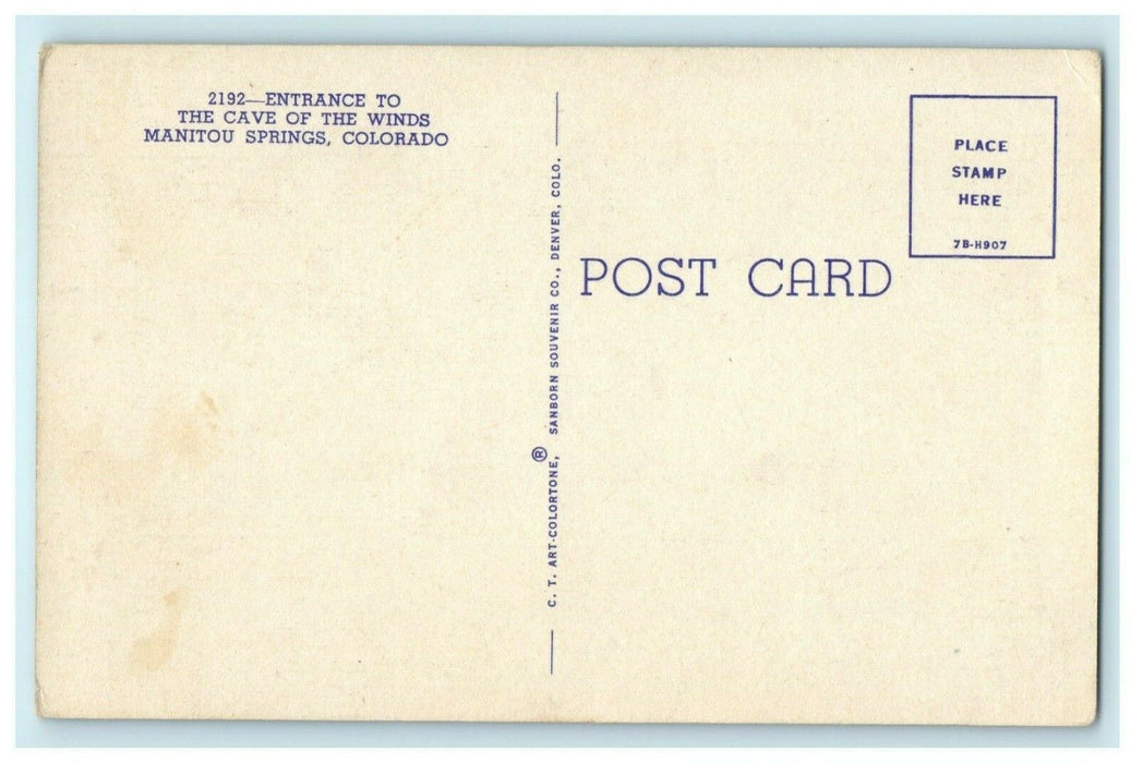 Entrance Cave of Winds Manitou Springs Colorado Classic Cars Antique Postcard