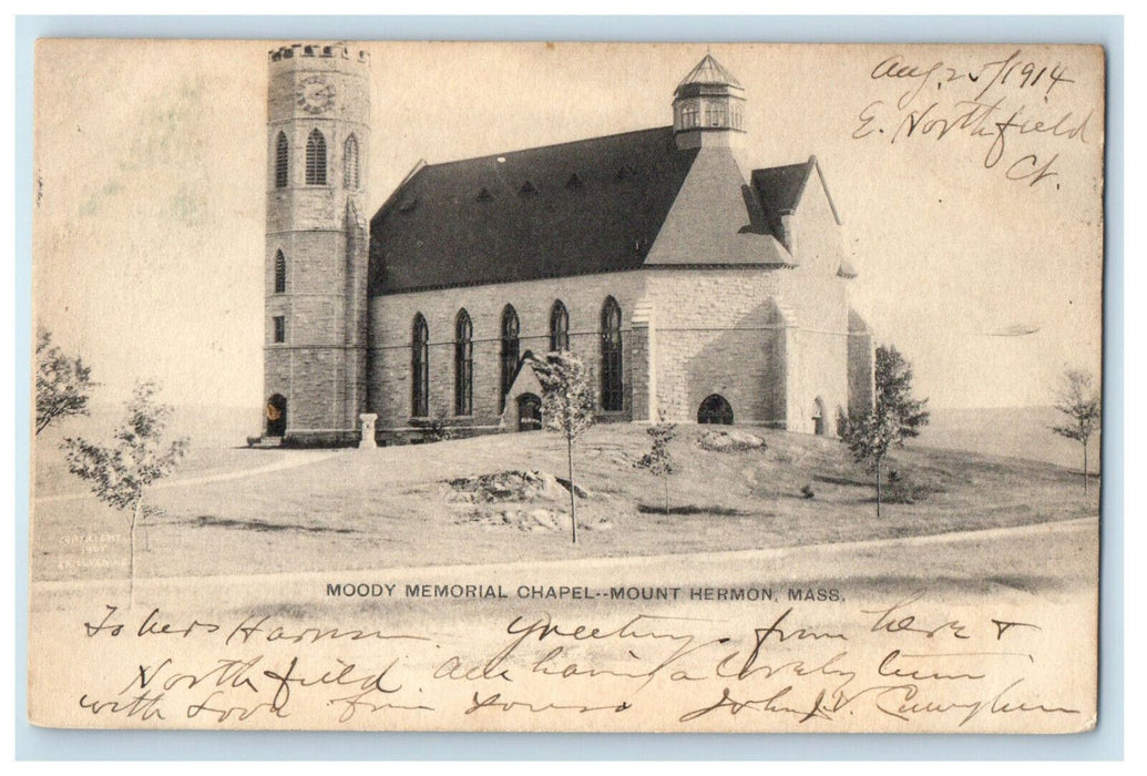 1914 Moody Memorial Chapel Mount Hermon Massachusetts MA Posted Postcard