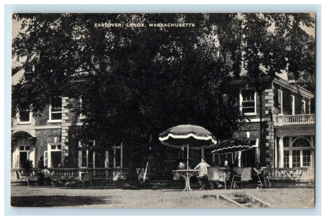 c1940s Dining Table with Umbrella Eastover Lenox Massachusetts MA Postcard