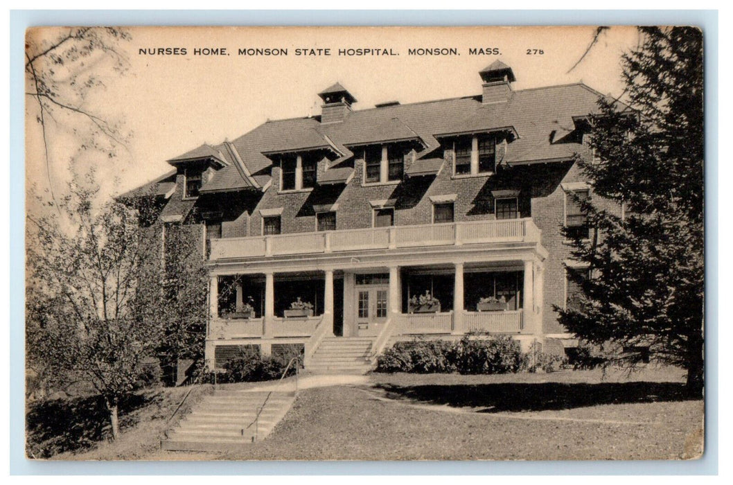 c1910 Nurses Home Monson State Hospital Monson Massachusetts MA Postcard