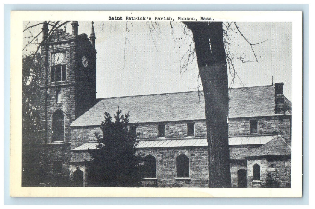 c1940s St. Patrick's Parish, Monson Massachusetts MA Vintage Postcard