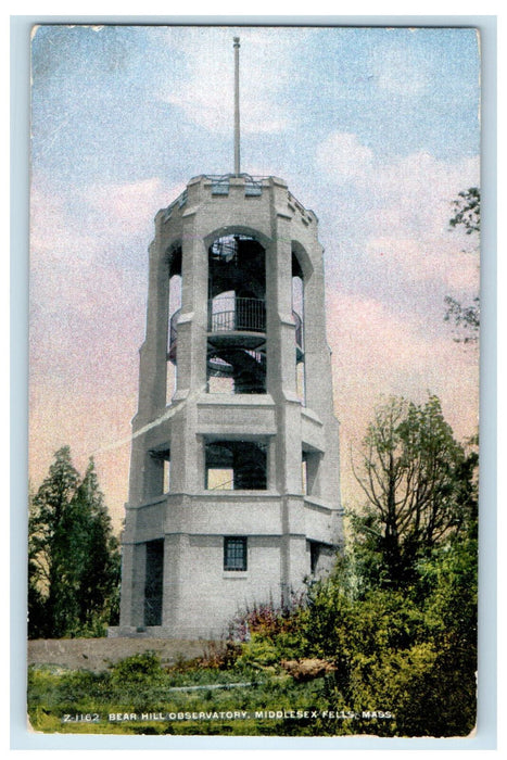 1912 Bear Hill Observatory Middlesex Fells Massachusetts MA RPO Postcard