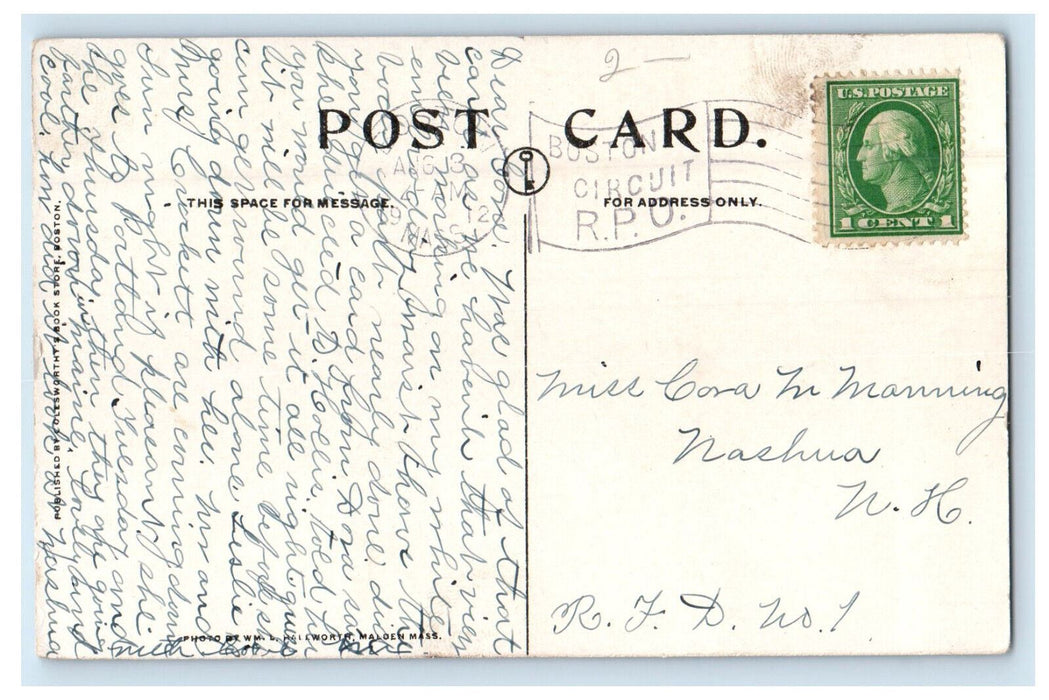 1912 Bear Hill Observatory Middlesex Fells Massachusetts MA RPO Postcard