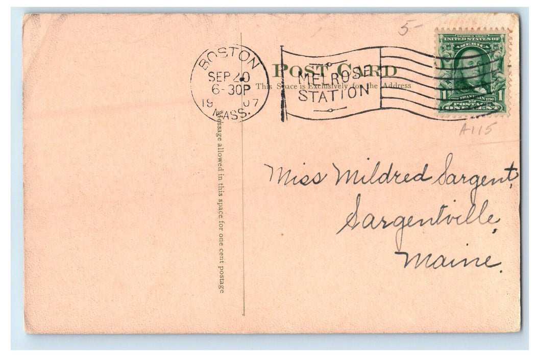 1907 First Baptist Church, Melrose Massachusetts MA Antique Postcard