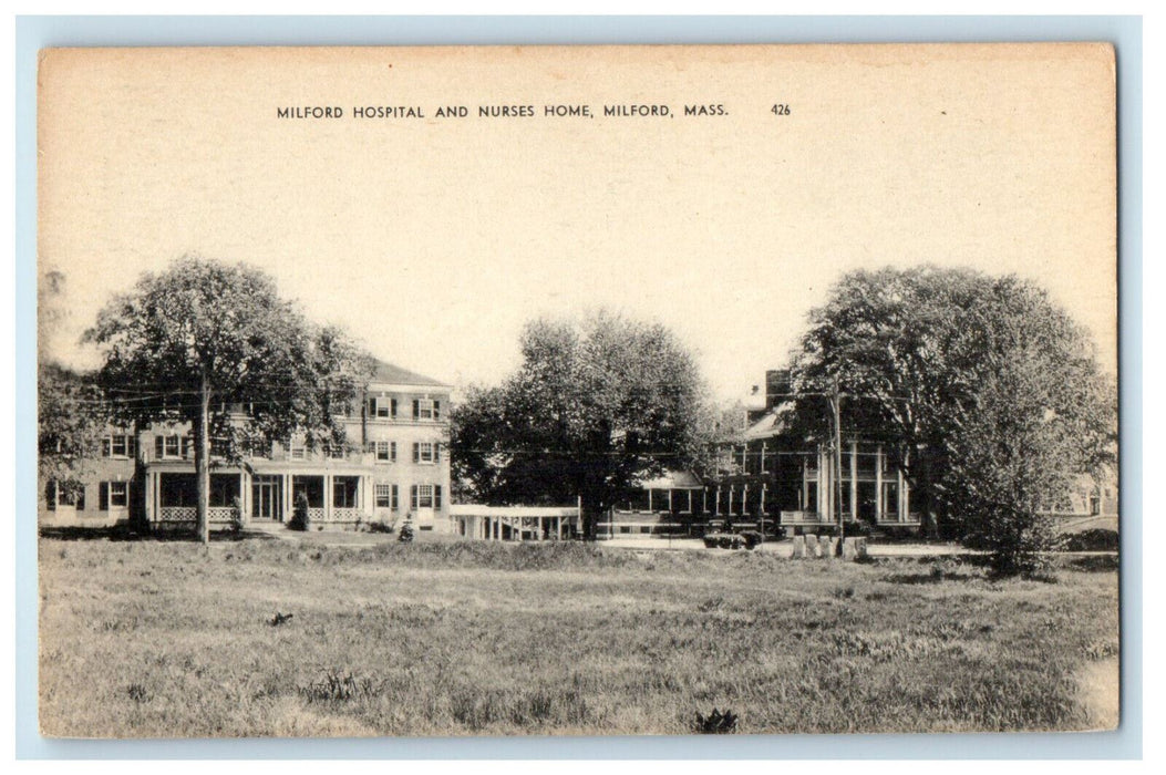 c1940s Milford Hospital and Nurses Home Milford Massachusetts MA Postcard