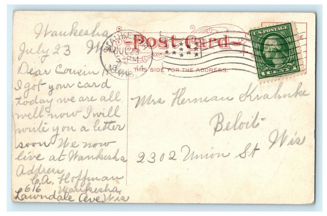 1914 Waukesha Moor Mud Baths, Waukesha Wisconsin WI Antique Postcard