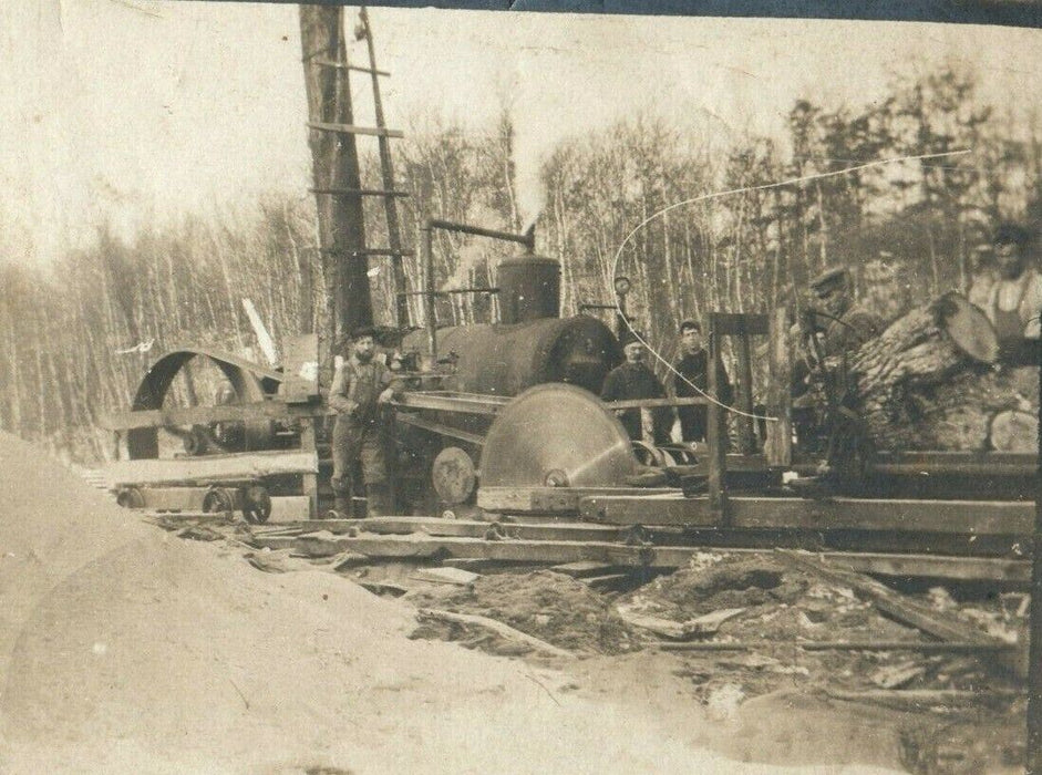 c1910 Logging Mill Machinery Operation Lumber Workers Giant Saw Photo Card