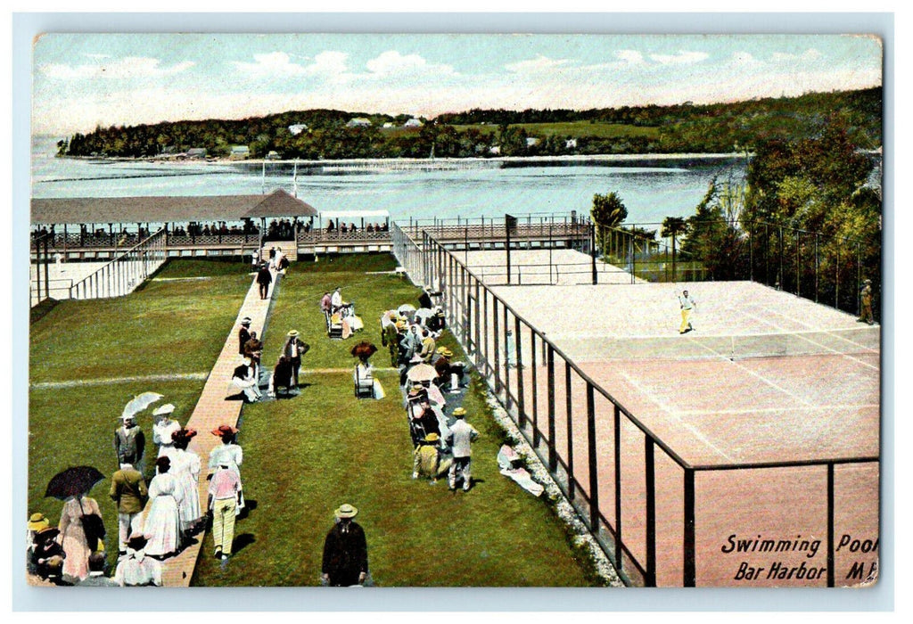 1911 Swimming Pool, Bar Harbor Maine ME Antique Posted Postcard