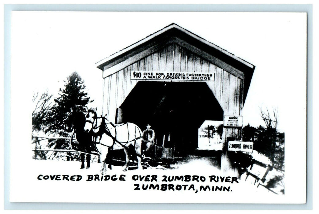 c1910 Covered Bridge Over Zumbro River Zumbrota Minnesota MN Antique Postcard