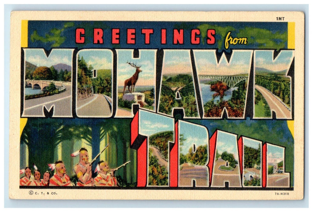 c1920s Indian Tribe, Greetings from Mohawk Trail, Massachusetts MA Postcard